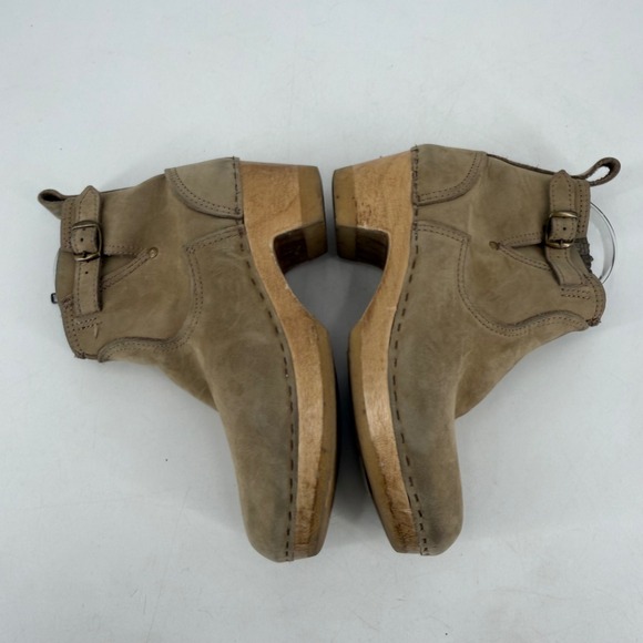 No. 6 Clog Ankle Boots Womens Size 39 Brown Leather Buckle Wood Heel Bohemian - Picture 5 of 12